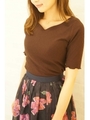 ハートカットテレコカットソー/ブラウン(050)