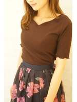 ハートカットテレコカットソー/ブラウン(050)