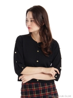 ボリュームスリーブカーディガン/ブラック