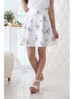 花柄フレアＳＫ/シローブルー