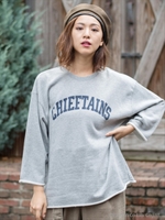 9.7oz裏毛ロゴprintカットオフプルオーバー/杢グレー