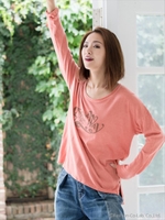 C/R GYPSY&the WAYプリントロングスリーブTシャツ/レッド