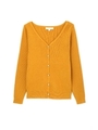 Chewyベーシックビジュー釦リブVカーディガン/マスタード(060)