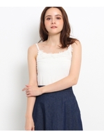 フラワーモチーフ使ベア天竺キャミソール/ブラック(019)