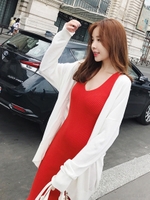 フロントボタンロングカーディガン/ホワイト