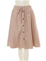 フロントボタンフレアスカート/ベビーピンク