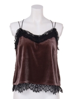 ベロア×レースリバーシブルCA/ブラウン