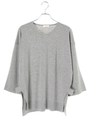 ・Vネックニットチュニック/杢ライトグレー