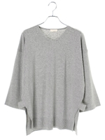 ・Vネックニットチュニック/杢ライトグレー