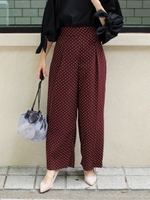 デシンドットプリントワイドパンツ/ワイン柄