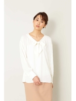 ボウタイギャザーブラウス/オフ1(031)