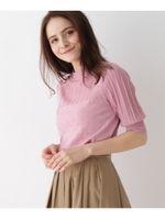 シアーレース5分袖ニット/ピンク(072)
