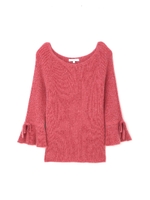 リボンフレアースリーブアンゴラブニット/ホワイト(030)