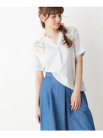 刺繍抜け襟ブラウス/アイボリー(004)