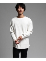 オーガニックコットン ワッフルロングカットソー/チャコールグレー(014)