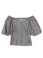 【sw】カントリーフラワーバルーンブラウス/ブラウン