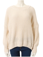 クルーネックリブニット/ブラック