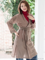 コットンシルクガウン&サッシュベルト/モカ