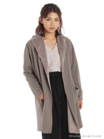 フード付きロングカーデ/ライトグレー