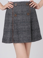 【sw】ダブルボタンチェックミニスカート/BGE