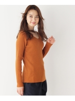 【洗える】Ｖネックワイドリブニットプルオーバー/ベージュ系(054)