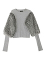 FAKE FUR DOCKING KNIT/GRY