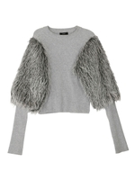 FAKE FUR DOCKING KNIT/GRY