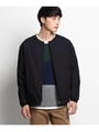 ノーカラーコットンブルゾン/ネイビー×ブラック(593)