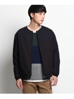 ノーカラーコットンブルゾン/ネイビー×ブラック(593)