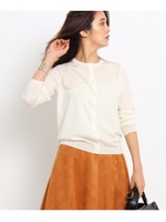 【洗える】ウールクルーニットカーディガン/ブルー(692)