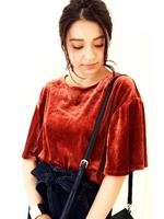 ベロアフレアスリーブＴシャツ/ネイビー(120)