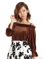 オフショルトップス/ブラウン