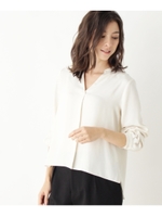 【洗える】スキッパーブラウス/ダークブラウン(043)