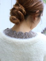 バックモチーフレース長袖/モカ