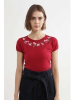 フラワーエンブロイダリーニット/TOMATO(100)