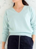 カシミヤVネックプルオーバー/L/グレー