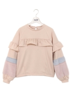 袖ファーフリルTOPS/グレー