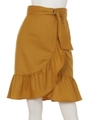 ラッフル巻きスカート/マスタード