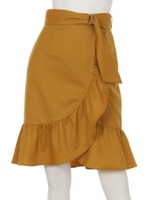 ラッフル巻きスカート/マスタード