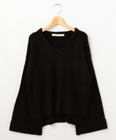 あぜ編みVネックプルオーバートップス