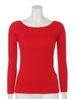 リブオフショルニット/ブルー