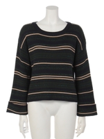 リブラメマルチボーダーニットTOPS/柄NVY