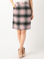 シャギーチェックタイトスカート/シロクロ