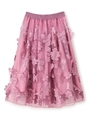 3Dフラワーギャザーボリュームスカート/ピンク