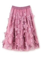 3Dフラワーギャザーボリュームスカート/ピンク