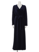 [BED&BREAKFAST]VELOR Wrap Dress/BLUE