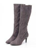 【ストレスフリー】バックビジューロングブーツ/GRAY