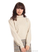 ケーブルオフタートルニット/コン