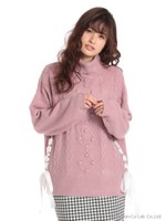 スピンドルポップコーンケーブルゆるプルオーバー/ピンク