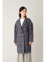 ダブルブレストチェックコート/ネイビー×グレーチェック1(121)